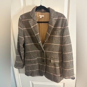 Topshop Women's Plaid Blazer Brown size 4 EUC